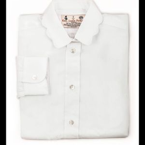 EUC XS KJP white scalloped Oxford button down